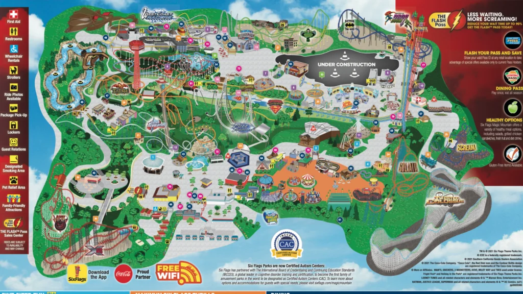 Six Flags MAGIC MOUNTAIN mappa completa